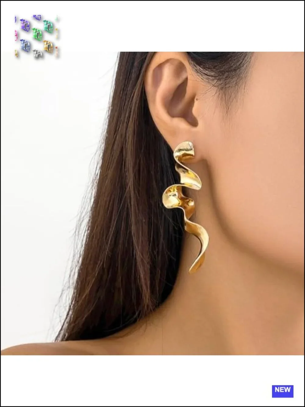14K Gold Irregular Geometric Drop Dangle Statement Earrings